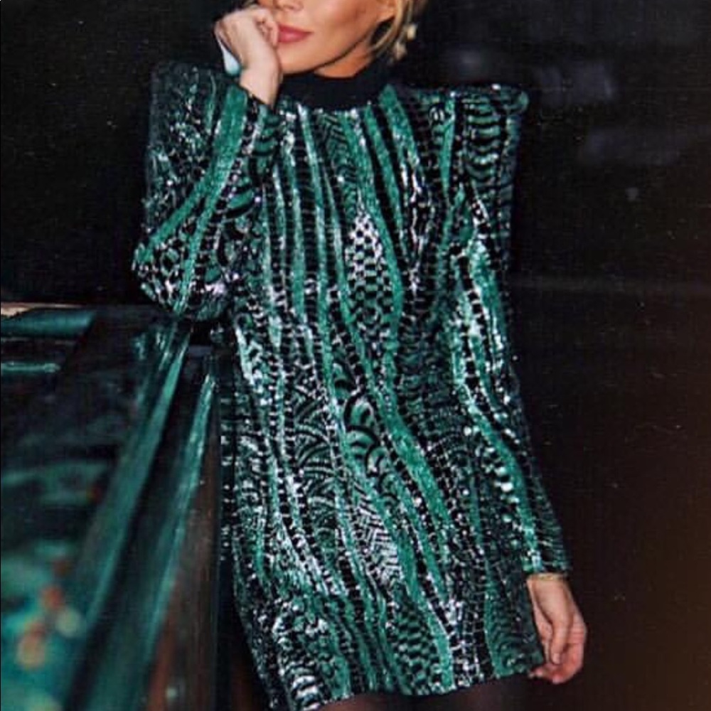 SOLD - Happily Grey X Aqua Sequin Mini Dress
